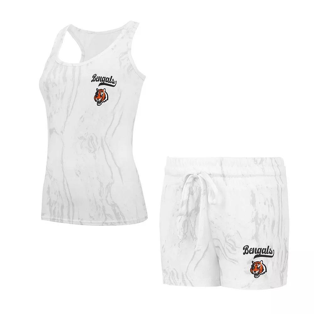 Women's Concepts Sport Cincinnati Bengals Quartz Hacci Knit Tank Top & Shorts Sleep Set, Size: Medium, White Product Image