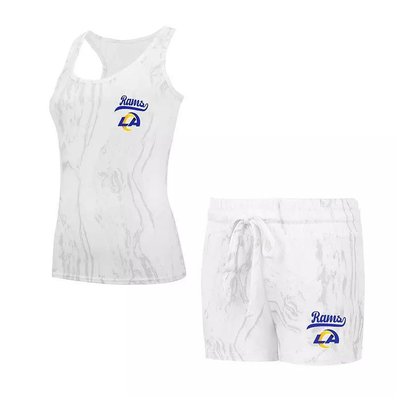 Women's Concepts Sport Los Angeles Rams Quartz Hacci Knit Tank Top & Shorts Sleep Set, Size: Medium, Beige Product Image