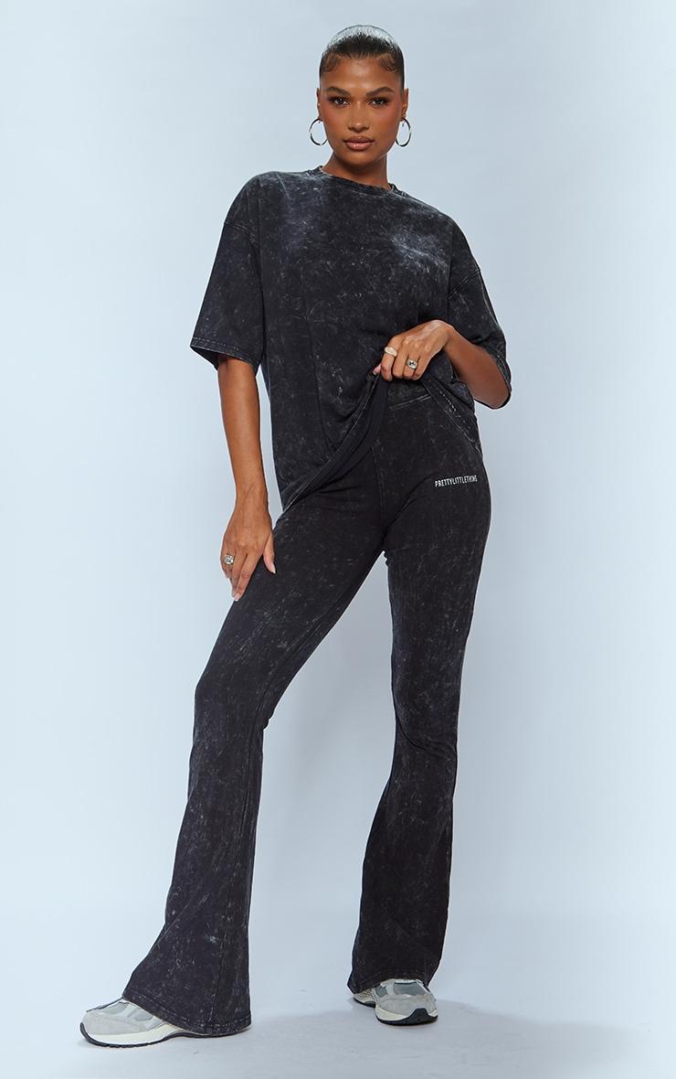 PRETTYLITTLETHING Charcoal Print Washed Oversized T-shirt Product Image