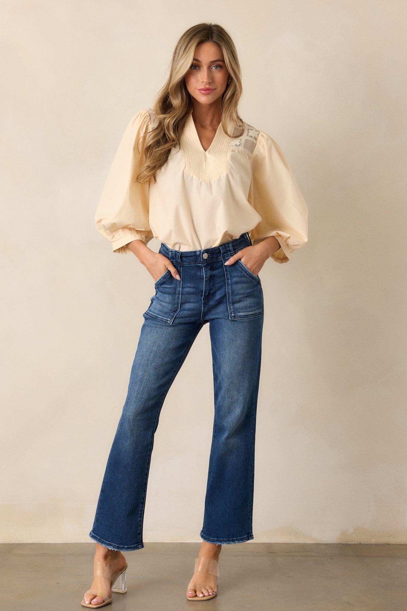 Days That Fade Almond Puff Sleeve Blouse Product Image