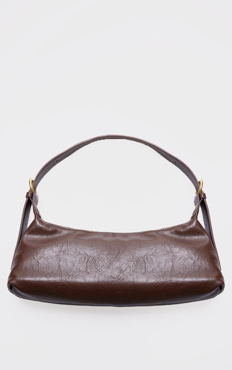 Chocolate Crinkle Pu Buckle Detail Shoulder Bag Product Image