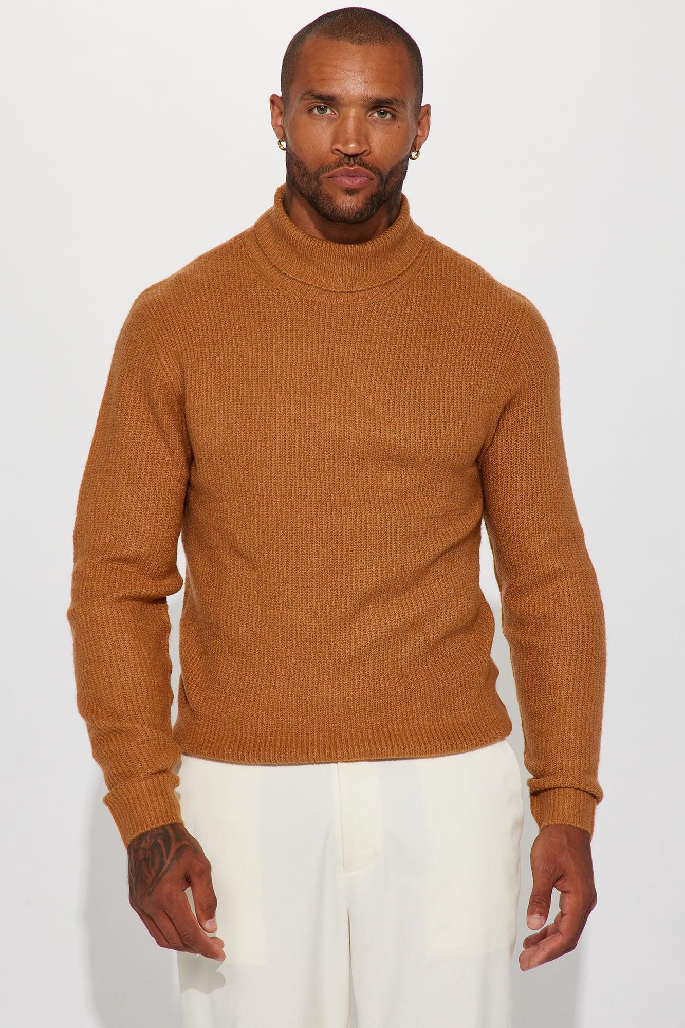 Simply Ribbed Cozy Turtleneck Sweater - Cognac Product Image