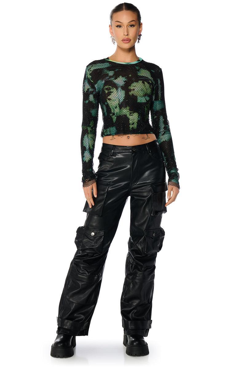 ISSA VIBE RHINESTONE EMBELLISHED LONG SLEEVE TEE Product Image