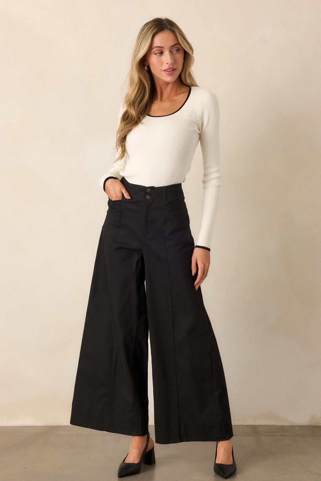 Daylight Glimmer Black Wide Leg Pants Product Image