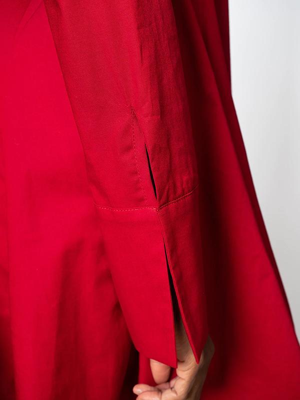 Stylish Loose Stand-Collar Long Sleeves Midi Dress Product Image