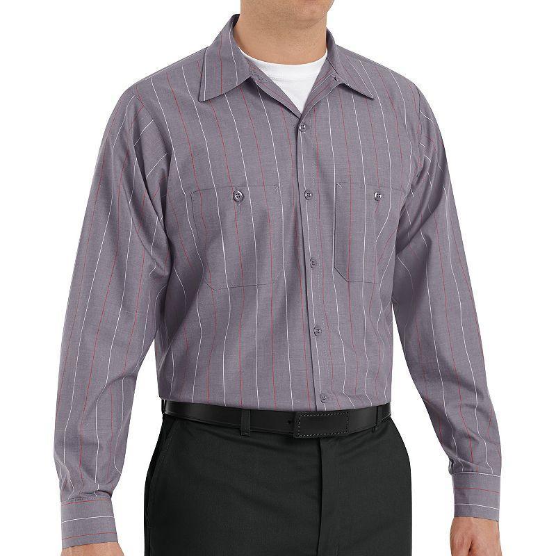 Men's Red Kap Striped Work Shirt, Size: Large, Gray Blue Product Image