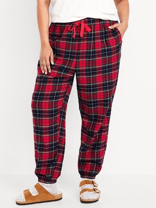 High-Waisted Flannel Pajama Joggers for Women Product Image