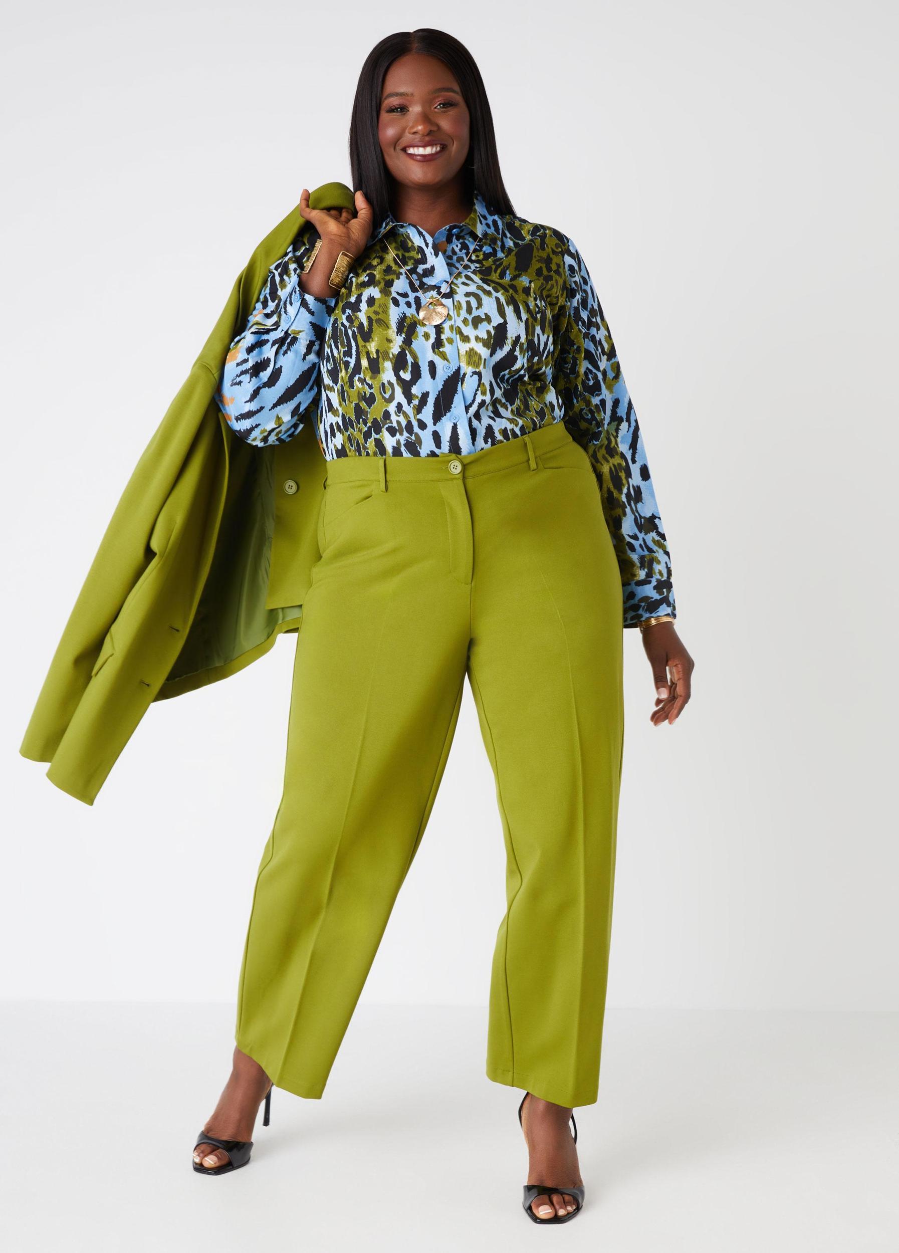 Plus Size Collared Animal Print Shirt Ashley Stewart Product Image