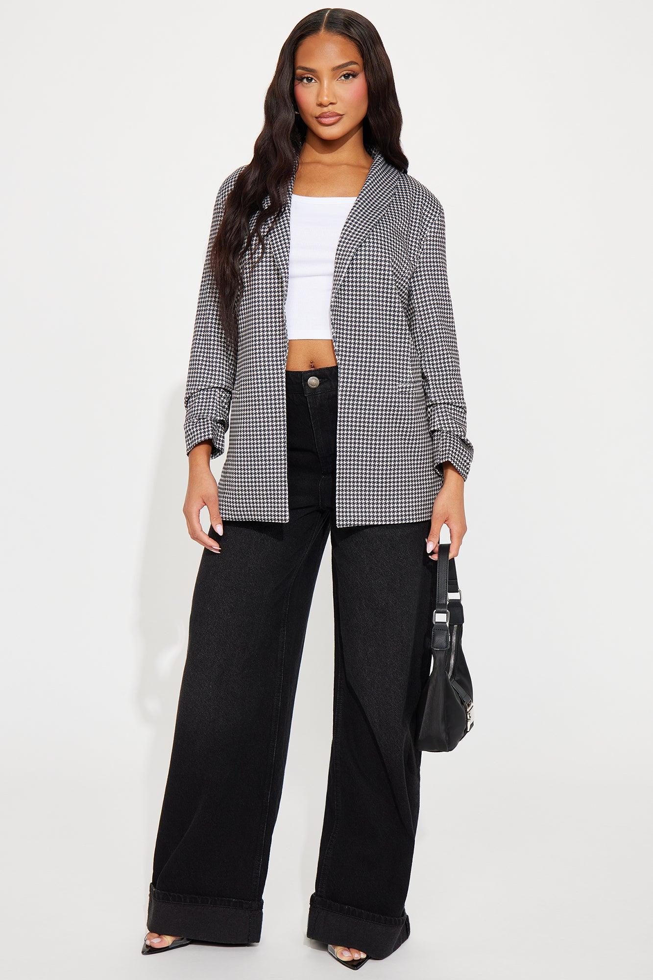 Laurel Houndstooth Celine Blazer - Black/White Product Image