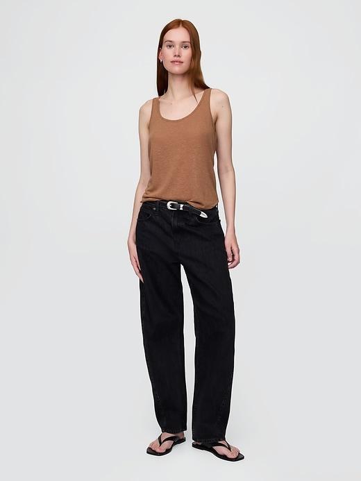 Linen-Blend Racerback Tank Top Product Image