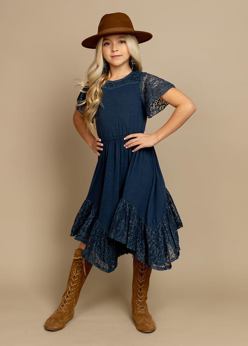 Nemia Dress in Navy Girls Product Image