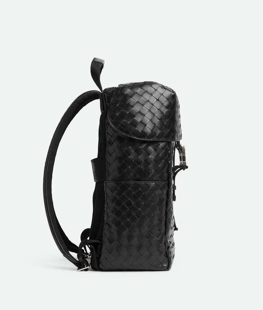 Men's Intrecciato Flap Backpack in Black Product Image