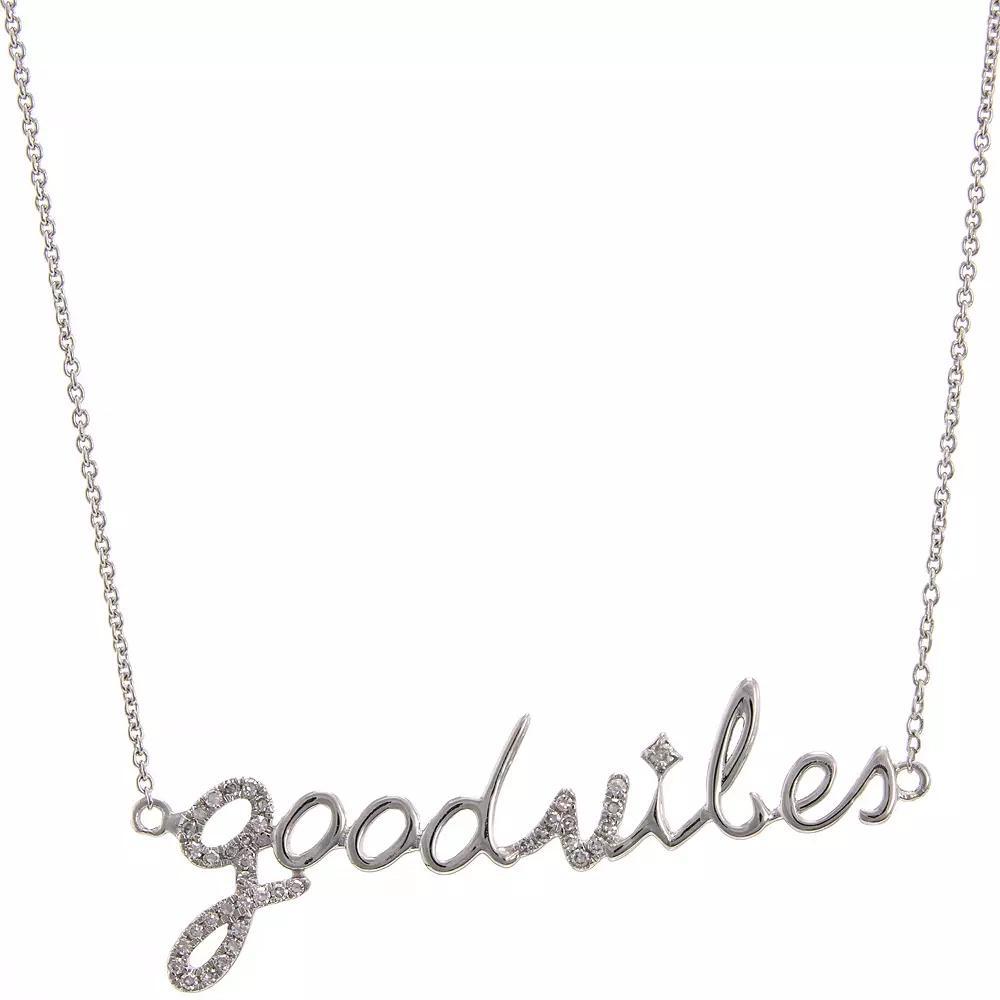 Luxle 14k White Gold 1/10 Carat T.W. Diamond "Good Vibes" Necklace, Women's Product Image