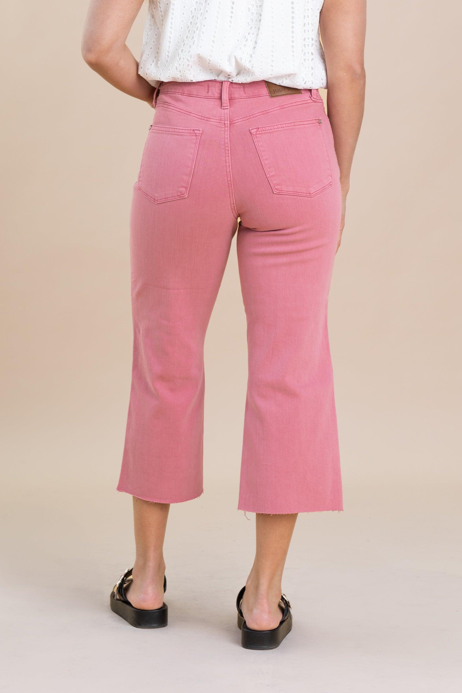 Judy Blue Blush Dyed Hem Crop Wide Jeans Product Image