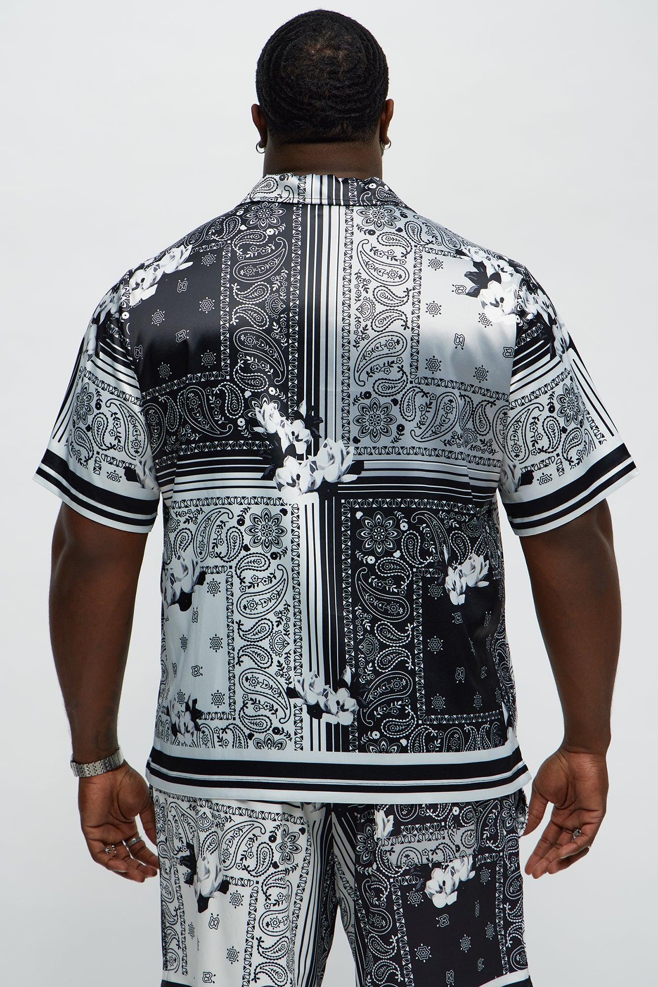 Cuban Collar Paisley Drift Short Sleeve Shirt - Black/combo Product Image