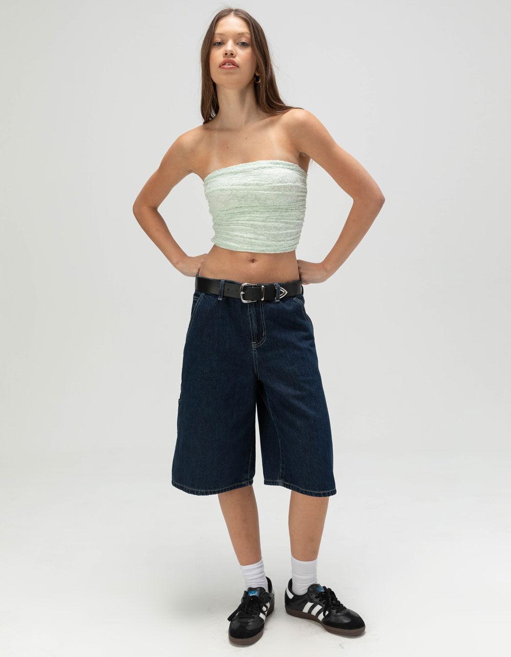 FULL TILT Texture Cinch Womens Tube Top - MINT Product Image