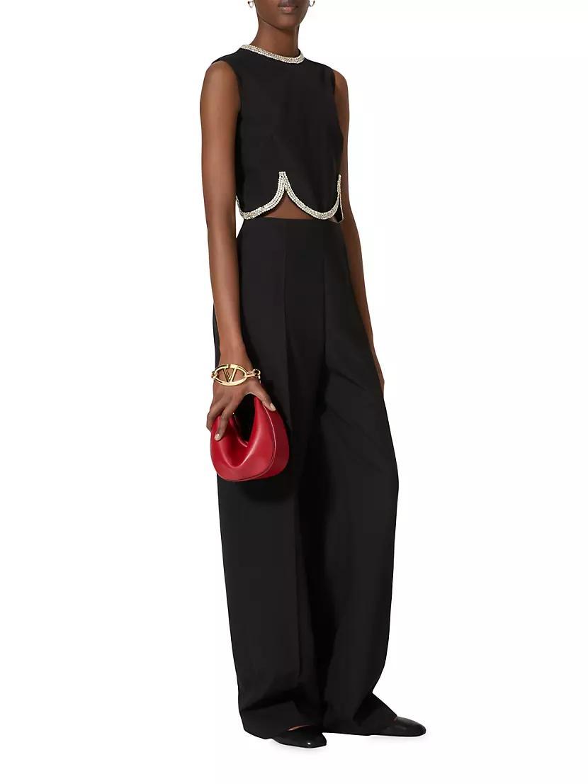 Embroidered Jumpsuit in Dry Tailoring Wool Product Image