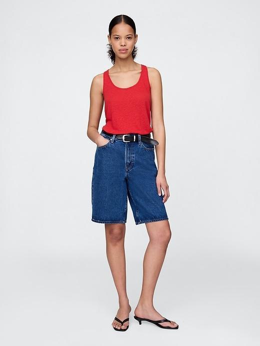 Linen-Blend Racerback Tank Top Product Image