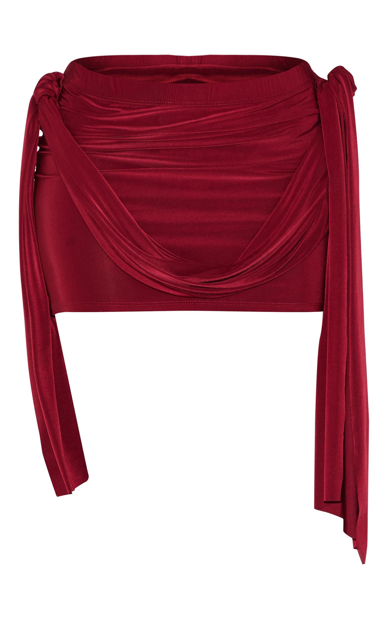 Petite Burgundy Micro Mini Skirt With Drape Detail Product Image