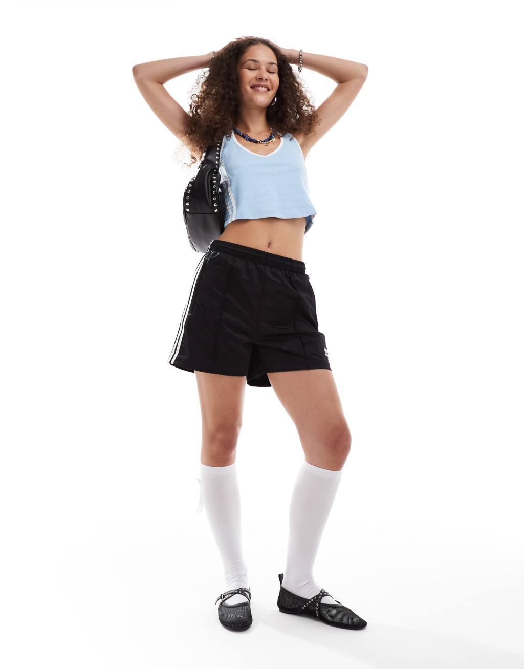 Noisy May side stripe halterneck top in light blue Product Image