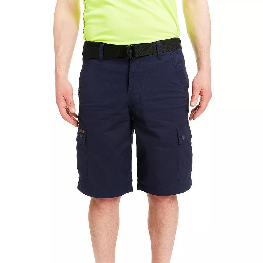 Men's Smith's Workwear Mini-Ripstop Belted Cargo Shorts, Size: 38, Blue Product Image
