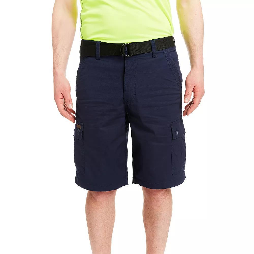 Men's Smith's Workwear Mini-Ripstop Belted Cargo Shorts, Size: 38, Blue Product Image