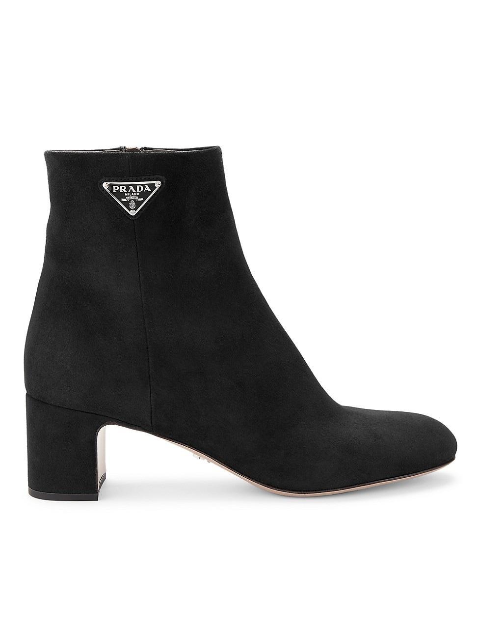 Suede Block-Heel Ankle Booties Product Image