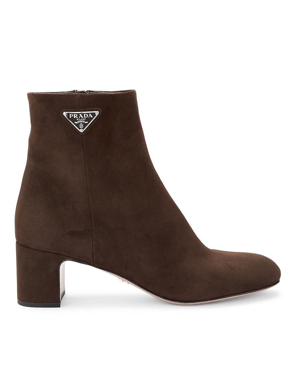 Suede Block-Heel Ankle Booties Product Image