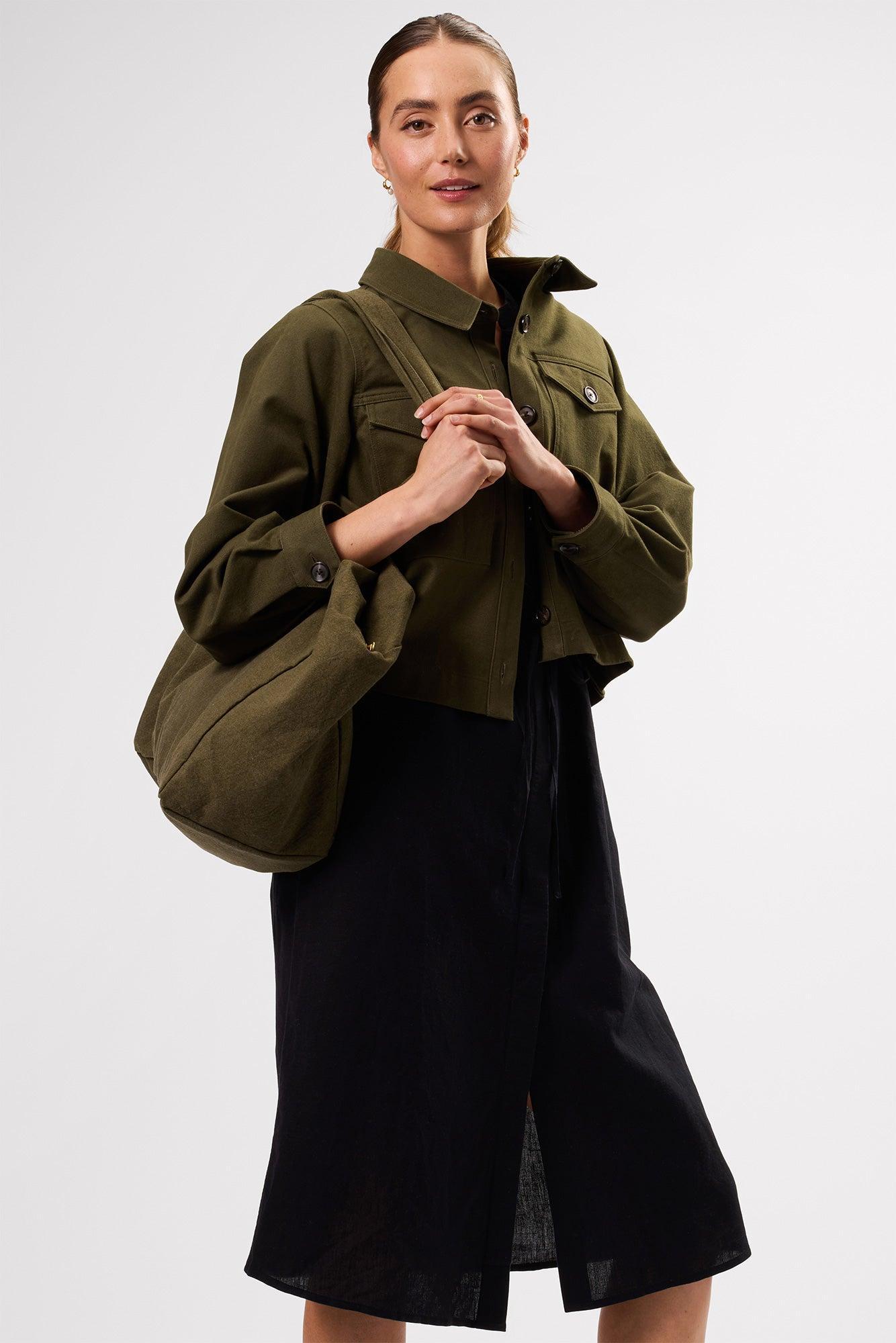 Kylen Cotton Linen Shirt Dress - Black Product Image