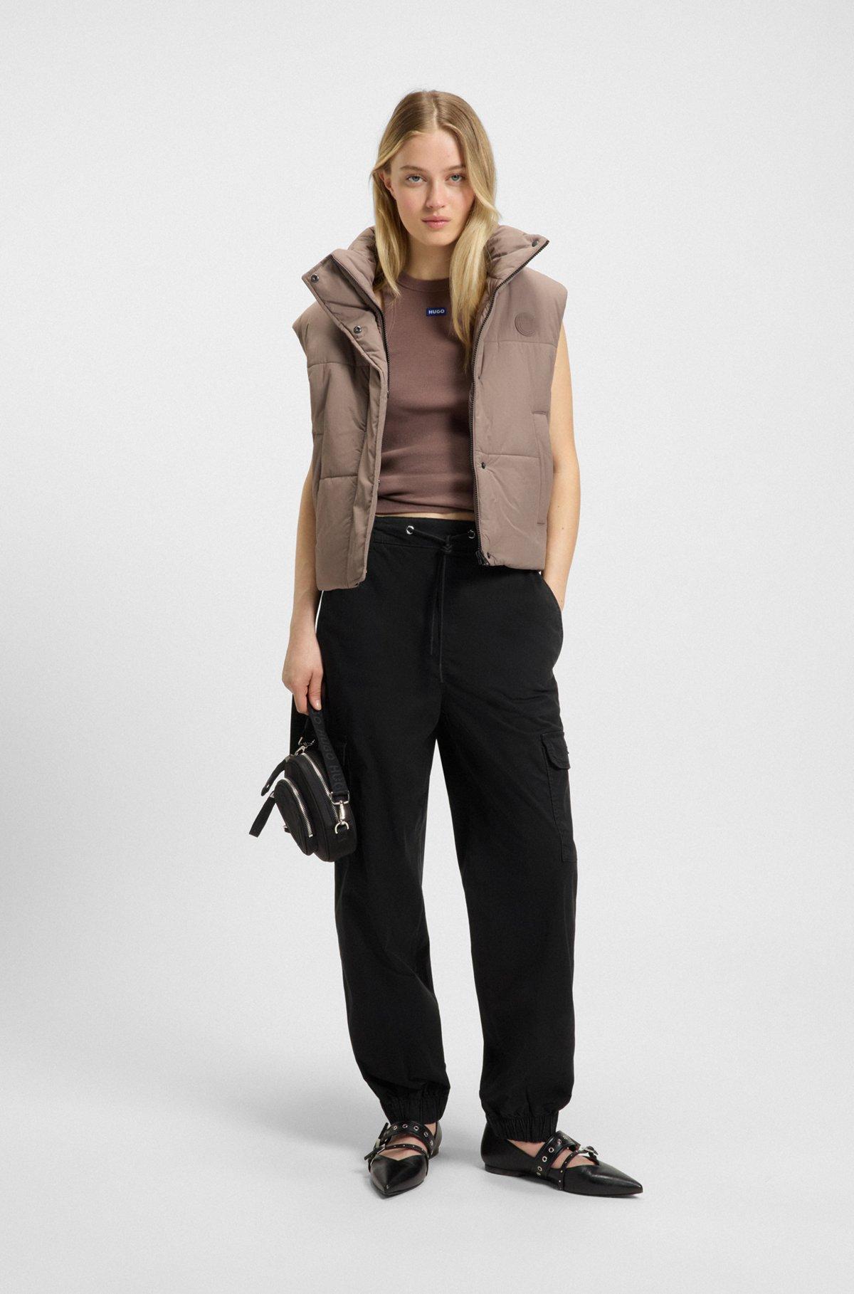 HUGO - Relaxed-fit pants in washed stretch cotton - Black Product Image