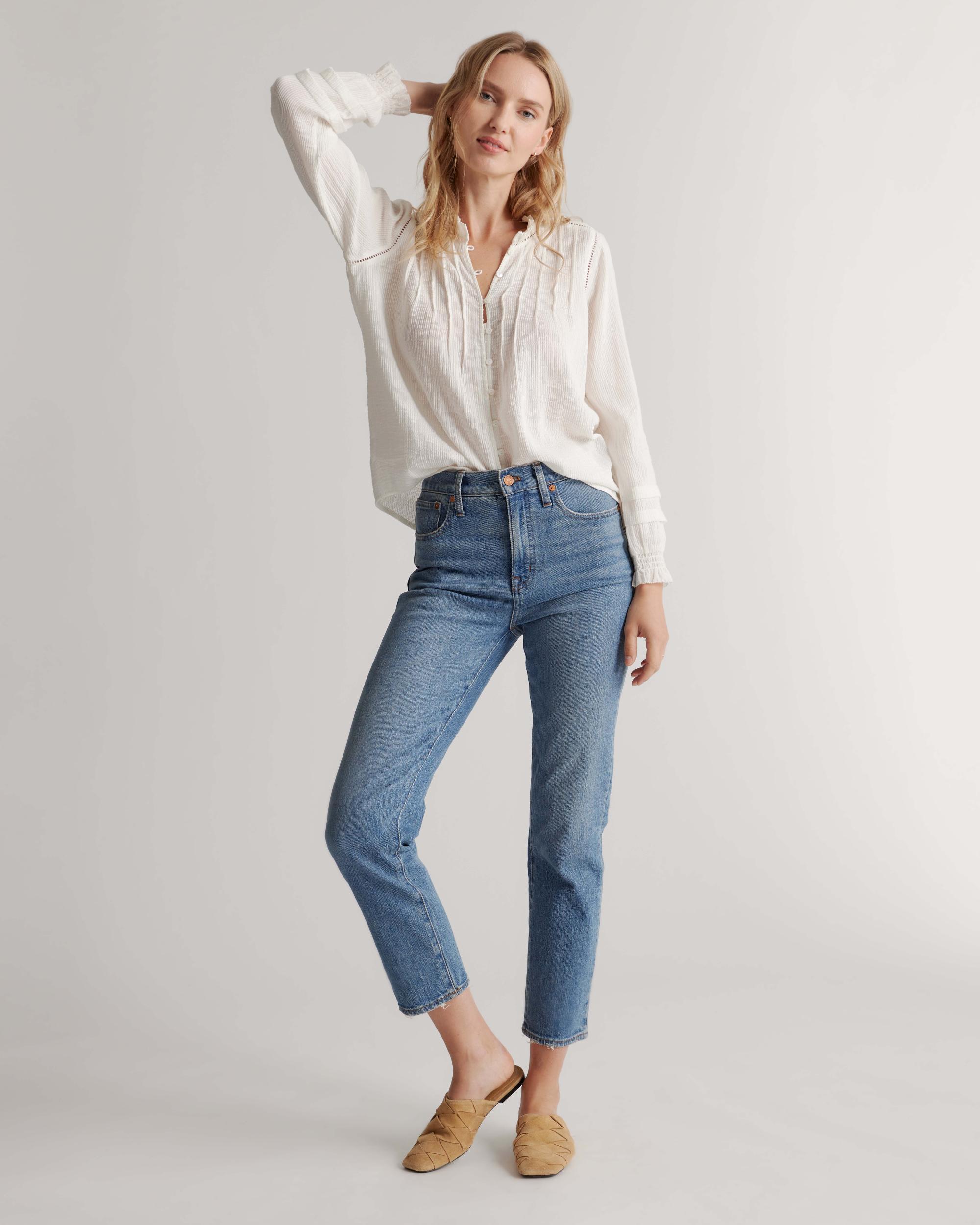 Quince | Women's Organic Textured Cotton Peasant Blouse Size XL, Organic Cotton Product Image