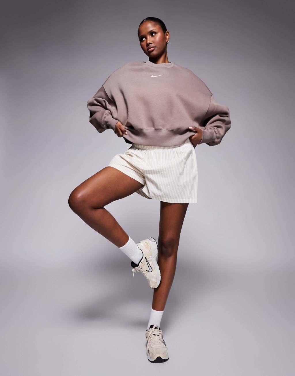 Nike Phoenix Fleece super oversized sweatshirt in red Product Image
