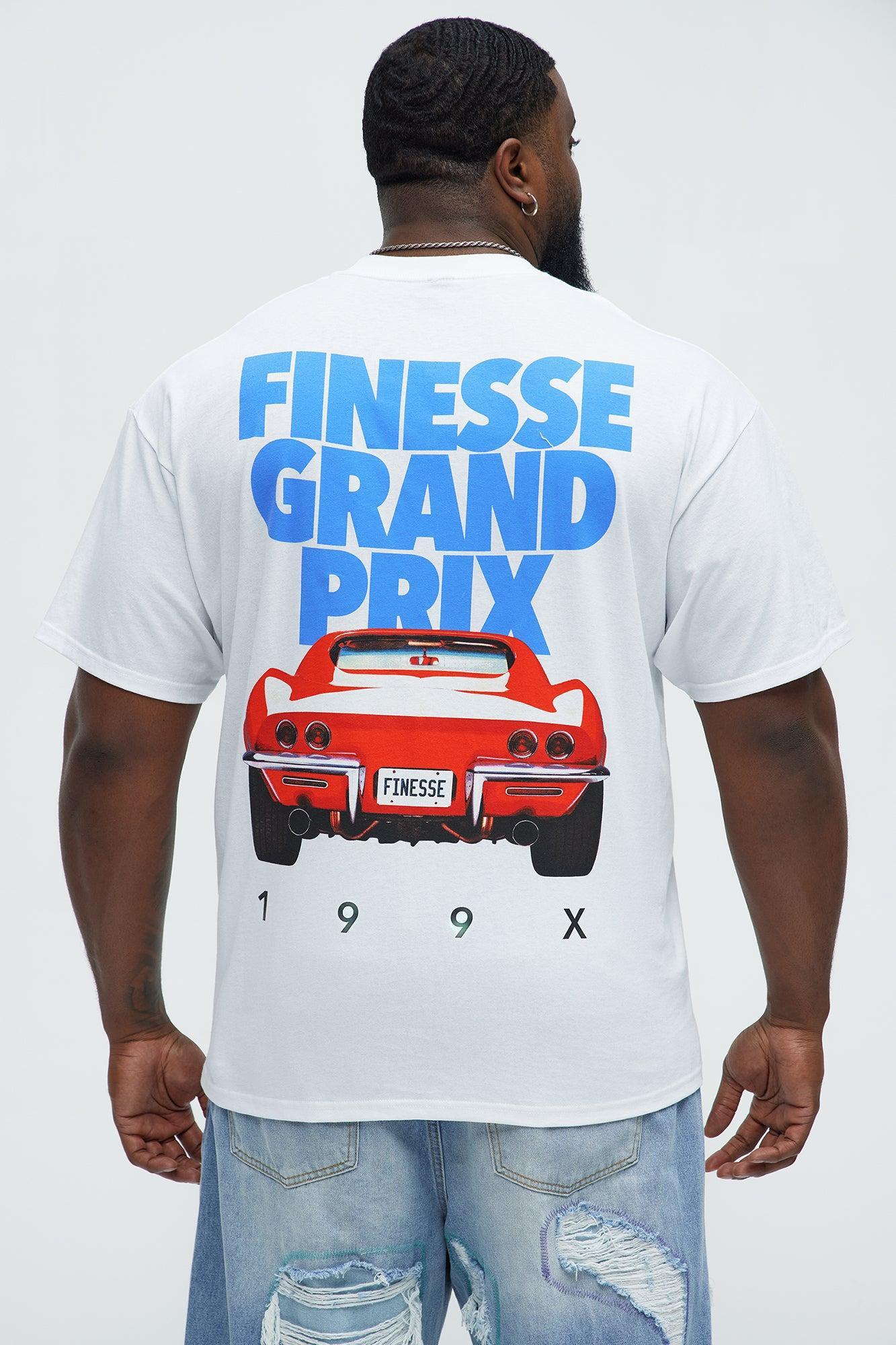 Finesse Grand Prix Short Sleeve Crew Neck T shirt - White Product Image