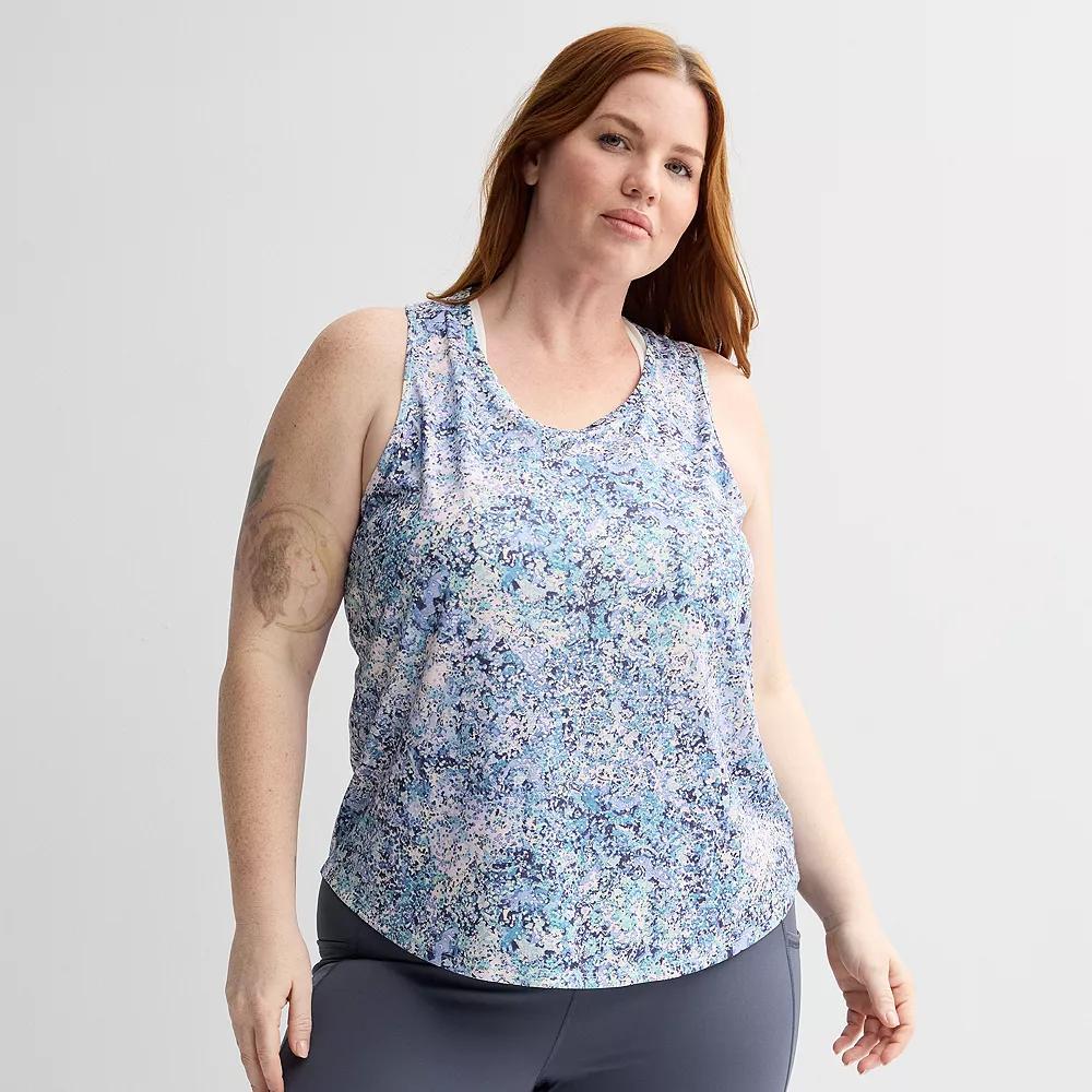 Plus Size Tek Gear® Mesh Racer Back Tank, Women's, Size: 2XL, Blue Spots Product Image