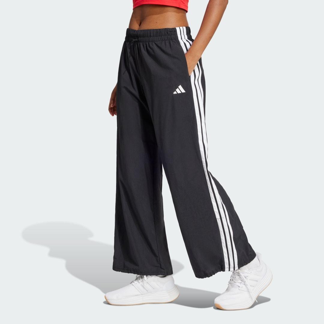 adidas Essentials 3-Stripes Lifestyle Woven Parachute Pants Black XL Womens Product Image
