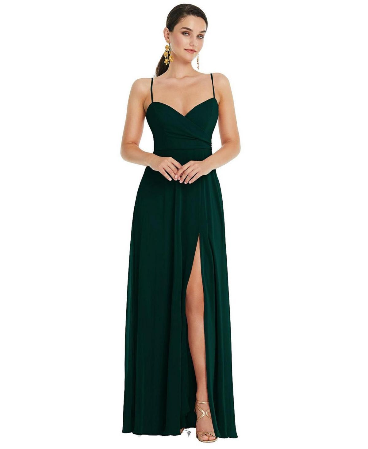 Womens Adjustable Strap Wrap Bodice Maxi Dress with Front Slit Product Image