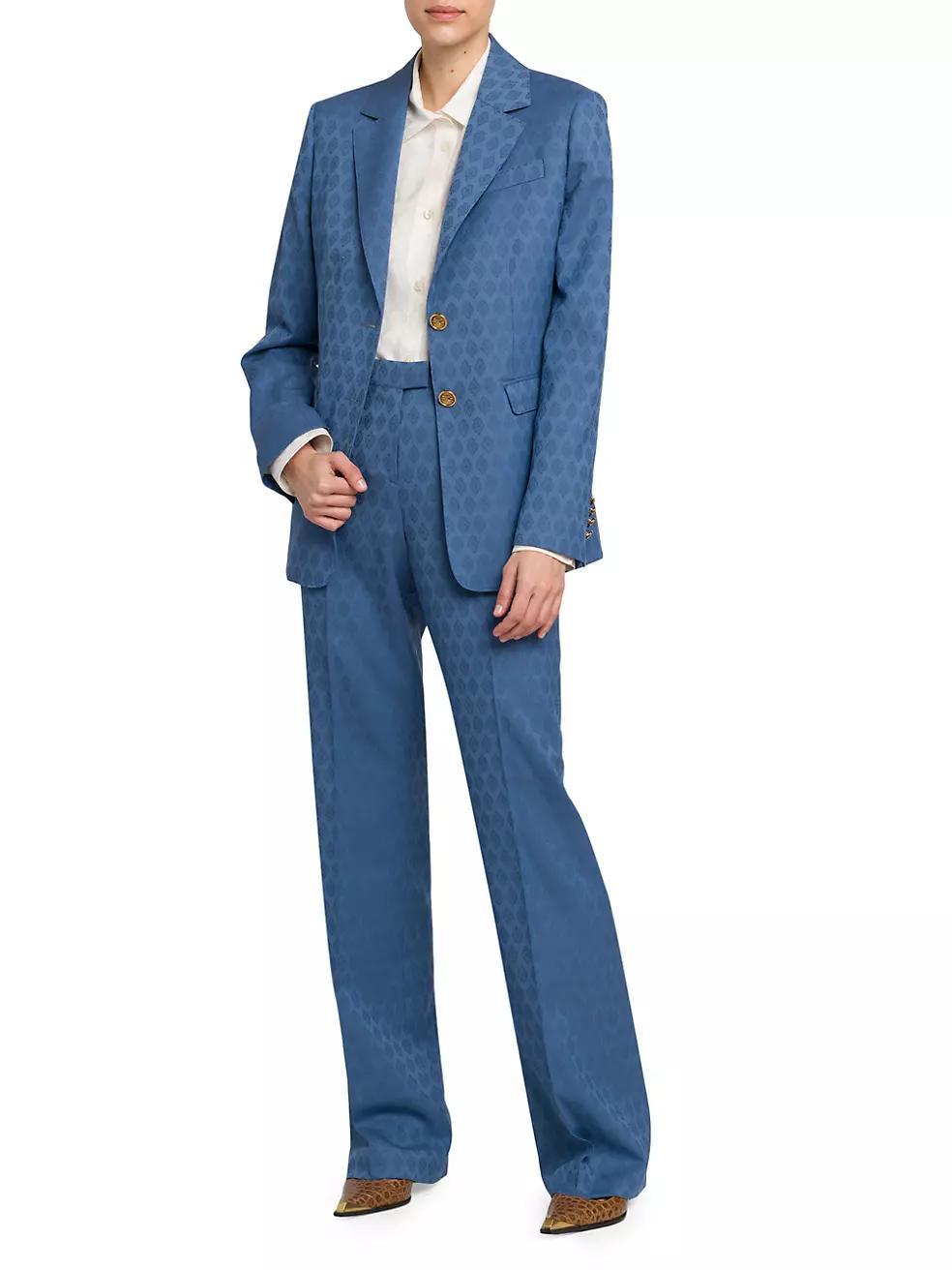 Geometric Jacquard Wool Blazer Product Image
