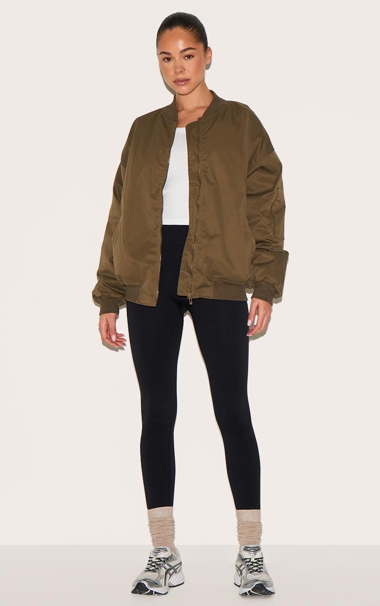  Khaki Classic Oversized Bomber Jacket Product Image