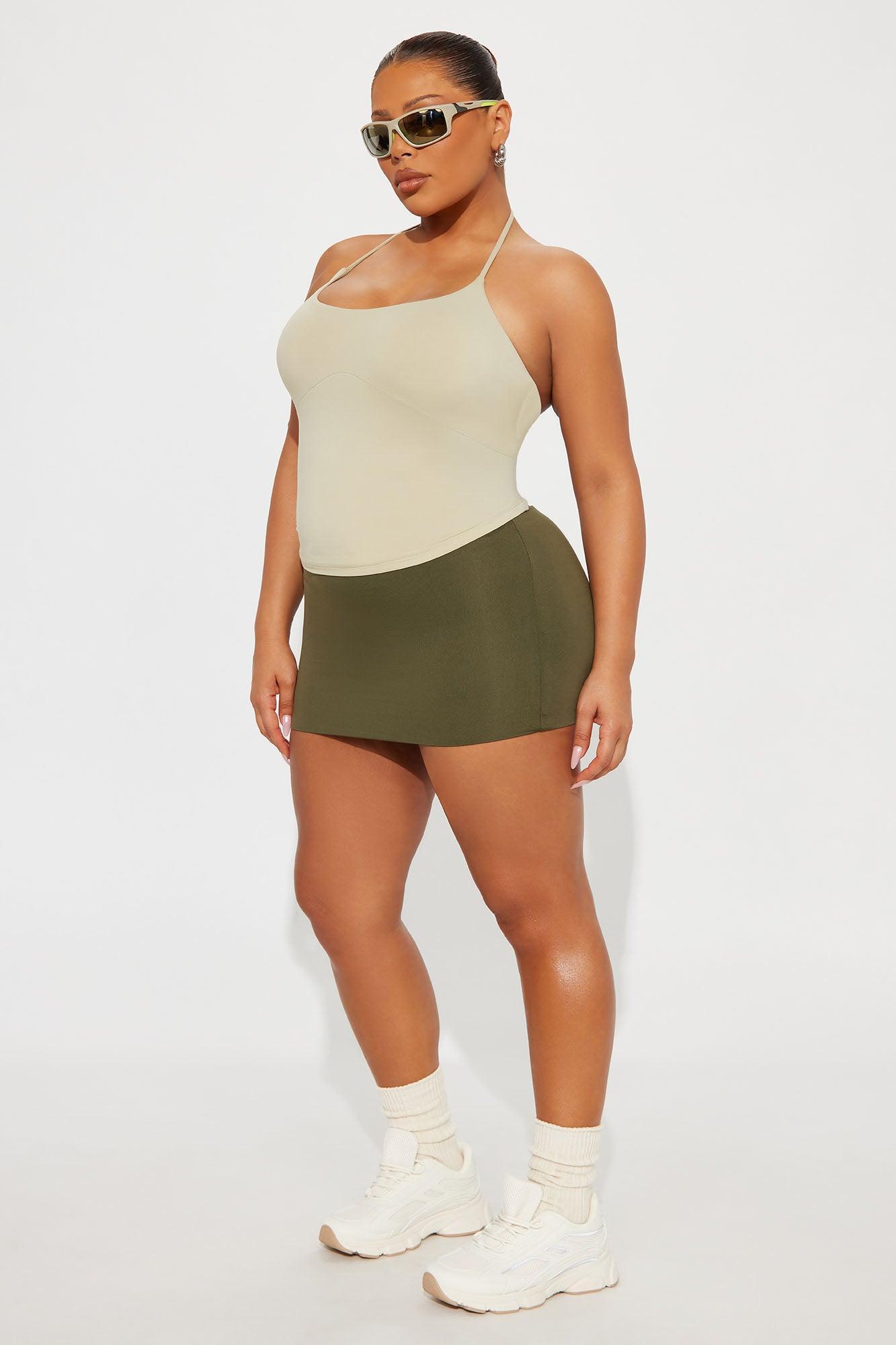 Second Skin Double Lined Cut Out Halter Top - Stone Female Product Image