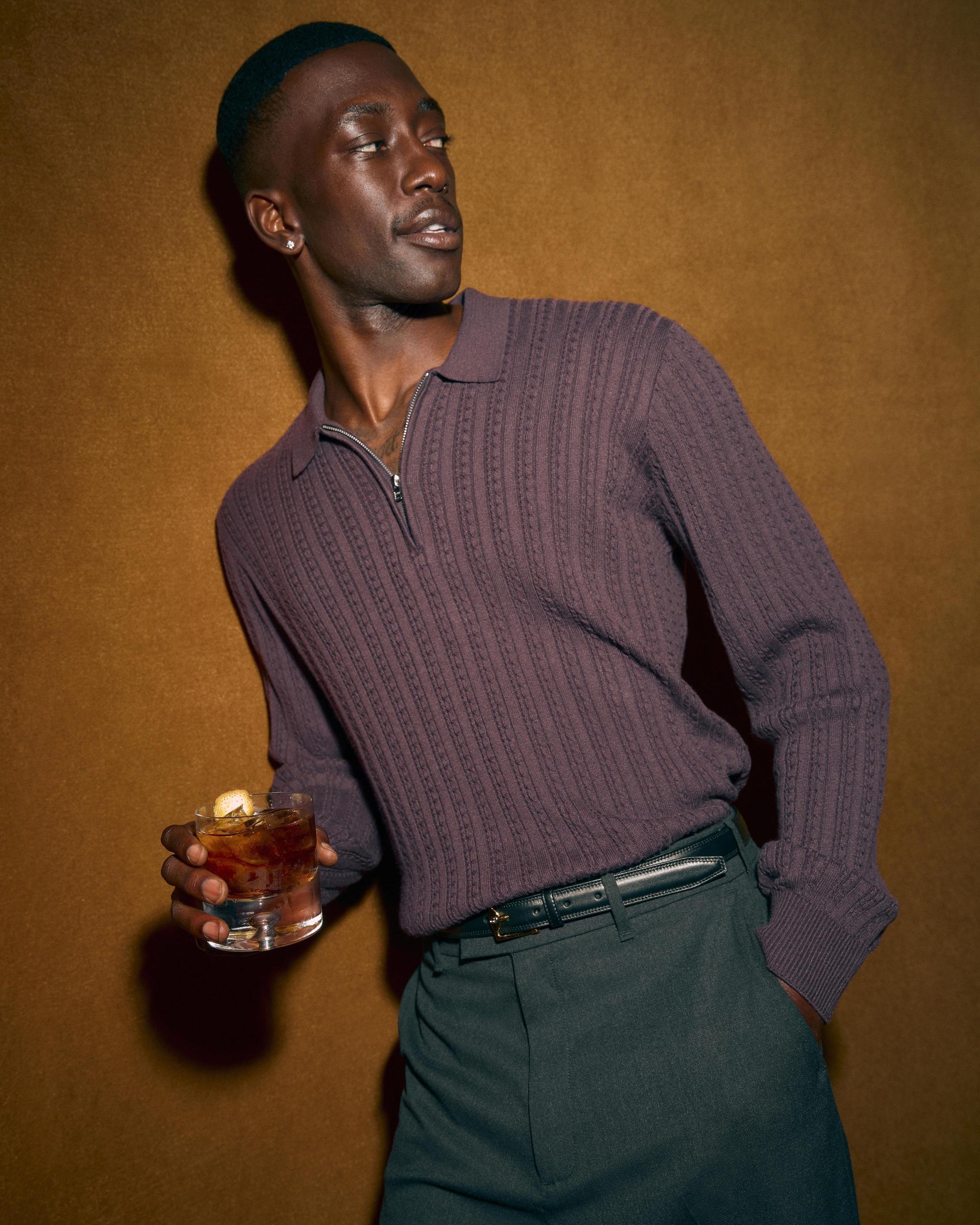 Long-Sleeve Zip Sweater Polo Product Image
