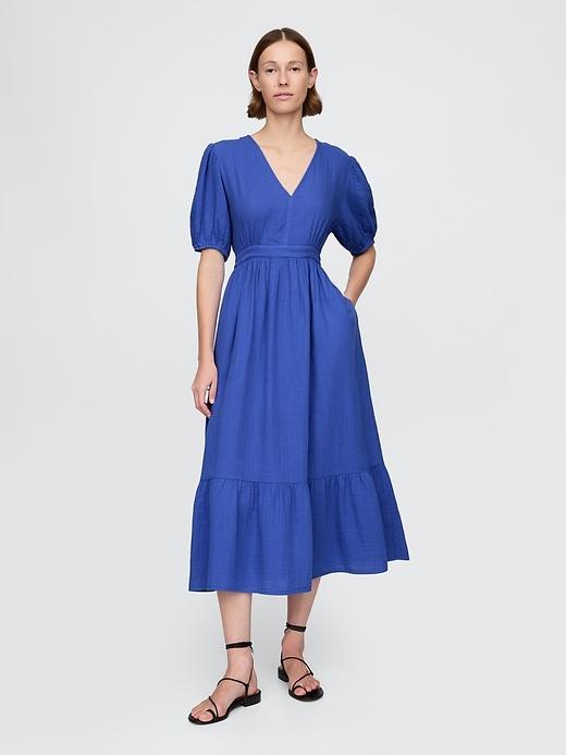 Crinkle Gauze Open-Back Midi Dress Product Image