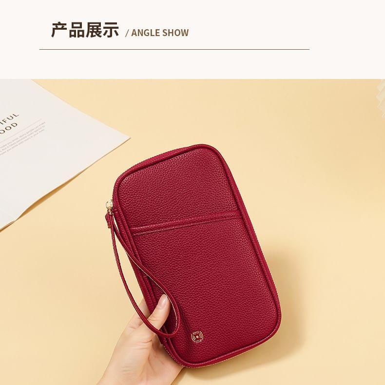 Plain Faux Leather Passport Case Product Image