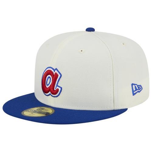 Men's New Era Stone/Royal Atlanta Braves Retro 59FIFTY Fitted Hat, Size: 7 7/8, Team Product Image