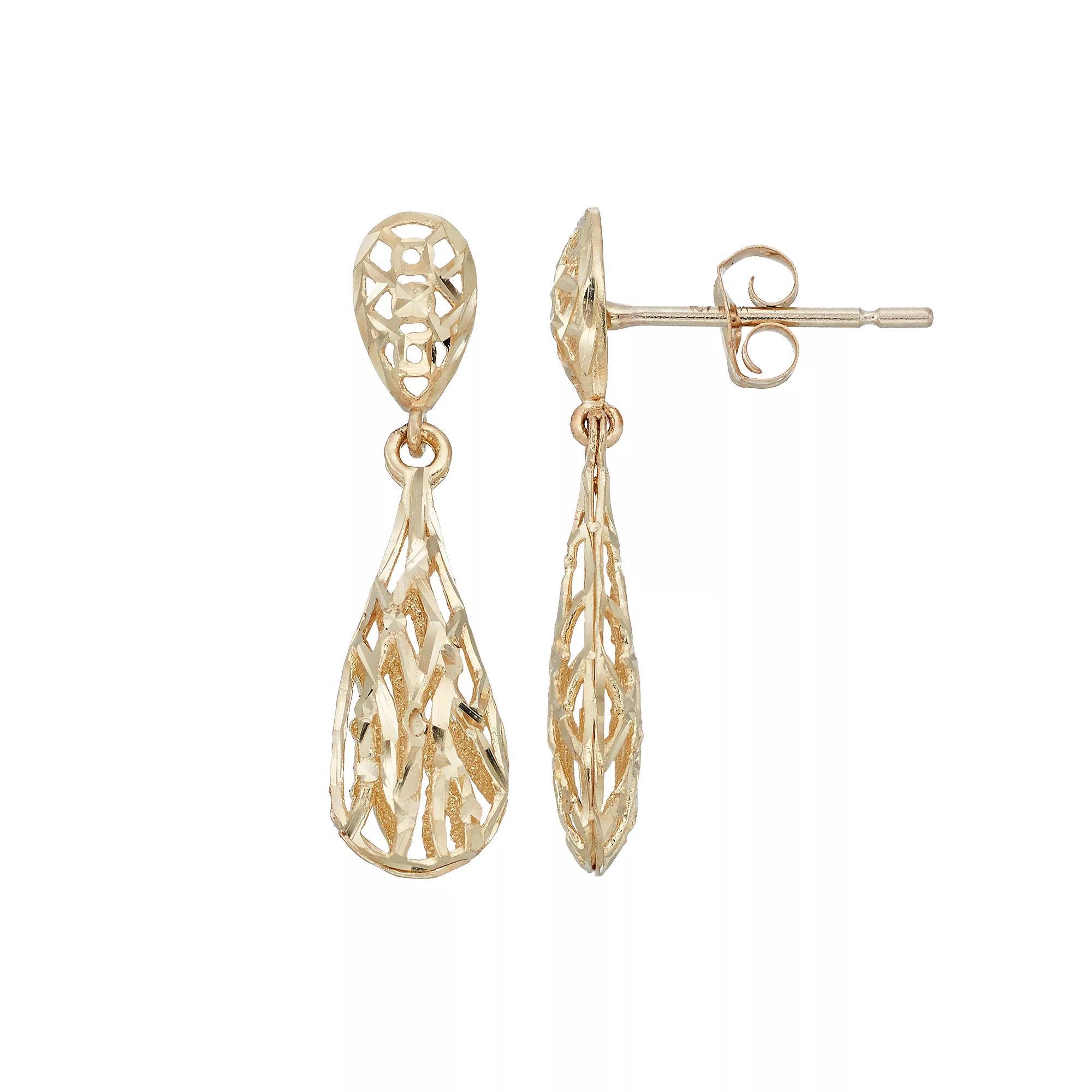 Forever 14K Openwork Teardrop Earrings, Women's, 14k Gold Product Image