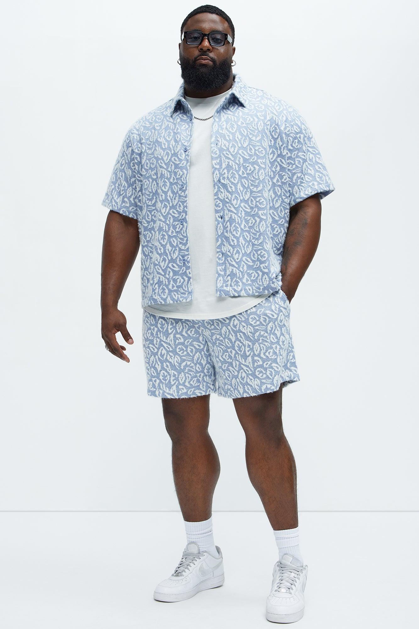 Jacquard Foliage Shorts - Blue/combo Product Image