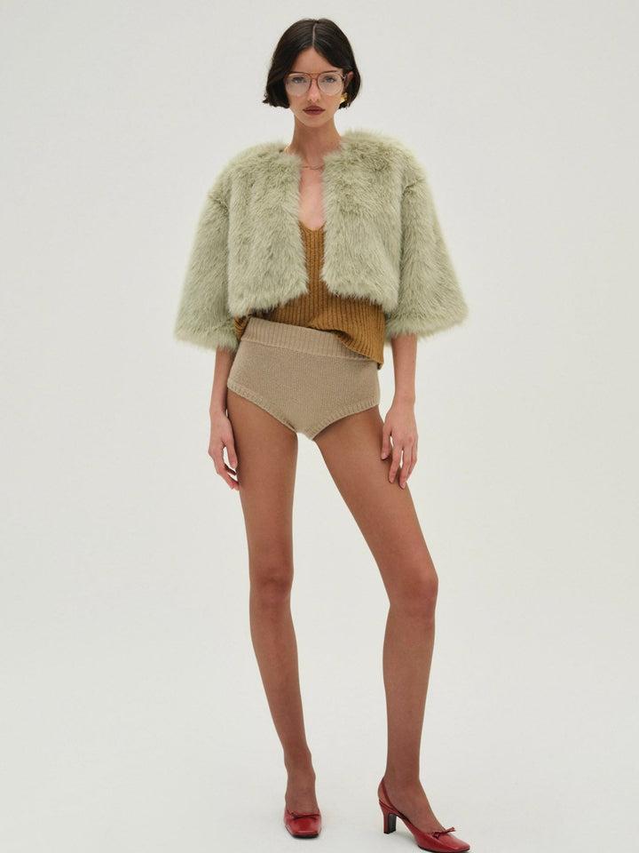 Amina Fur Jacket — Green Product Image