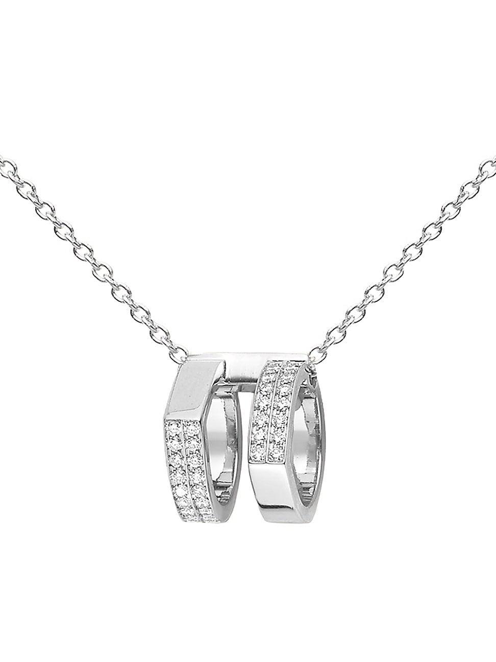 Womens 18K White Gold Antifer 2 Row Pendant Necklace Product Image