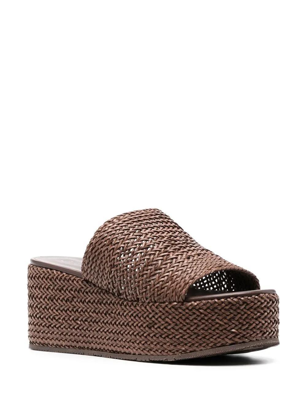 CASADEI Interwoven Platform Wedge Sandals In Braun Product Image
