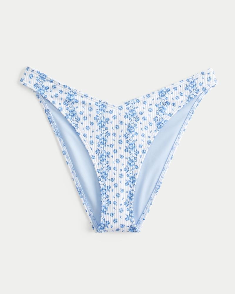 Ribbed High-Leg V-Waist Cheeky Bikini Bottom Product Image