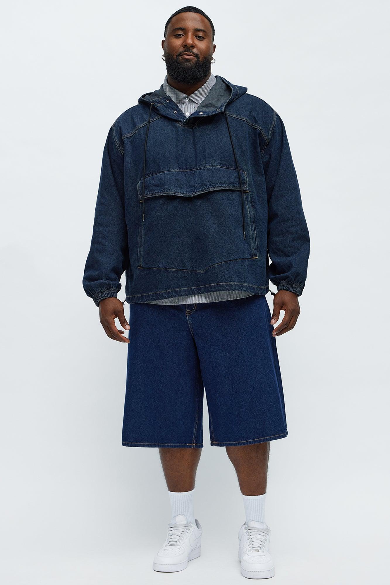 Oversized In My City Anorak Denim Jacket - Dark Wash Product Image